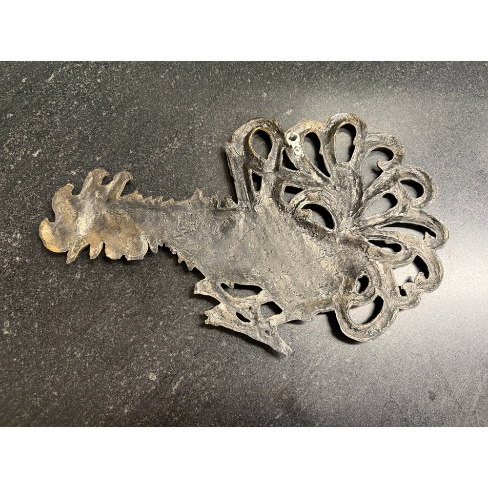 Vintage Japan Cast Metal Rooster Wall Plaques Pair Gold Tone 14" Hollywood Reg - Picture 4 of 8